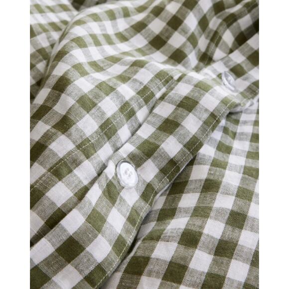 NWOT Quince European Linen Duvet Cover Full/Queen Olive Gingham - Picture 8 of 8